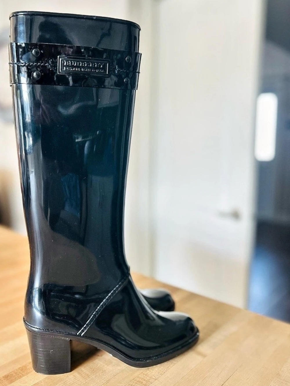NWOT Burberry Black Rain Boots